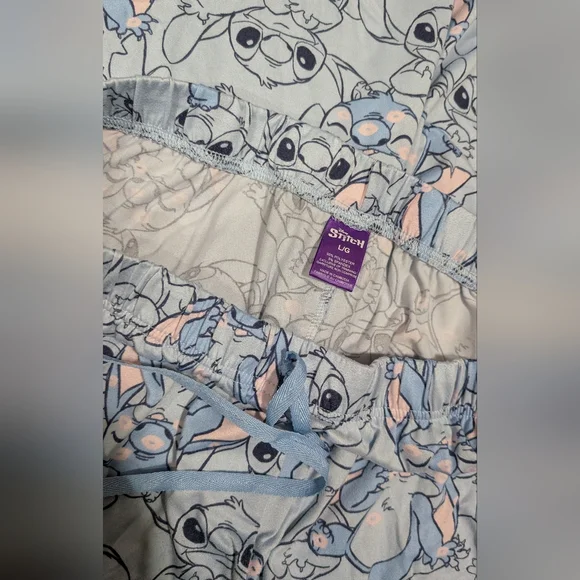 EUC Disney Stitch Print Wide Leg Pajama Pants *A10 - Picture 2 of 3